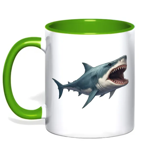 Чашка с цветной ручкой Велика акула Лаймовый фото