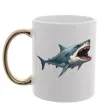 Чашка з кольоровою ручкою Велика акула Золото фото