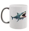Чашка з кольоровою ручкою Велика акула Срібло фото