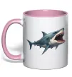 Чашка з кольоровою ручкою Велика акула Ніжно рожевий фото
