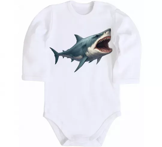 Дитячий бодік Велика акула Білий фото