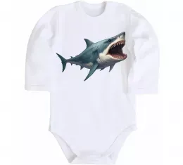 Дитячий бодік Велика акула Білий фото