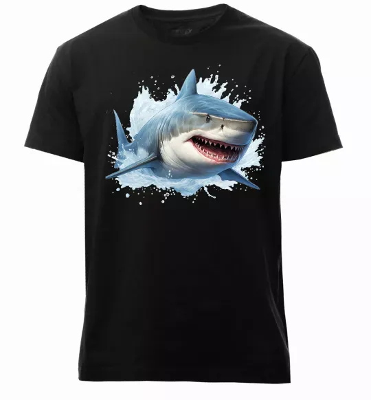 Мужская премиум футболка Акула на хвилі Черный фото