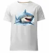 Мужская премиум футболка Акула на хвилі Белый фото