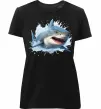Жіноча преміум футболка Акула на хвилі Чорний фото