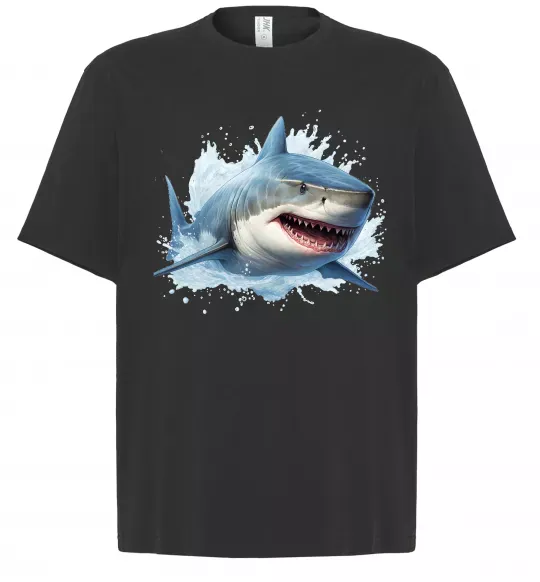 Футболка Оверсайз Акула на хвилі Черный фото