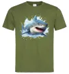 Мужская футболка Акула на хвилі Оливковый фото