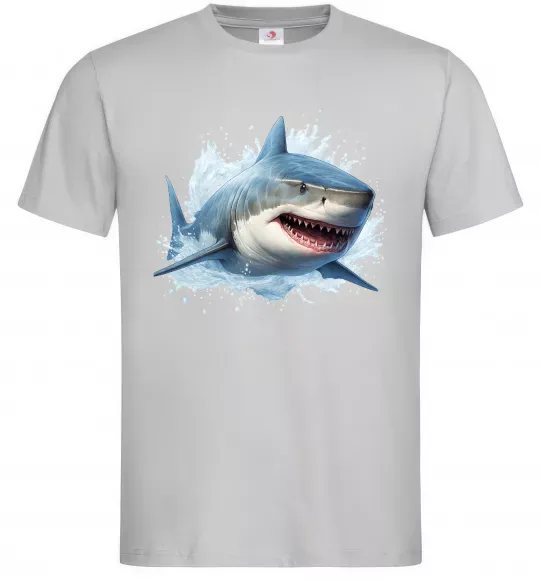 Мужская футболка Акула на хвилі Серый фото