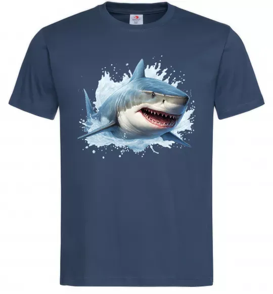 Мужская футболка Акула на хвилі Темно-синий фото