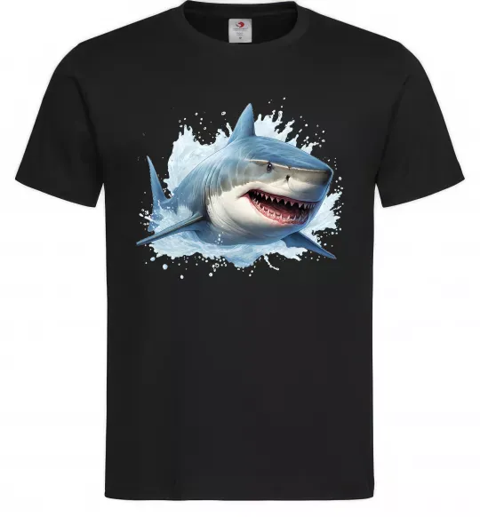 Мужская футболка Акула на хвилі Черный фото