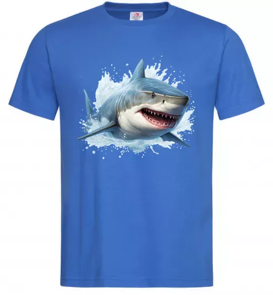 Мужская футболка Акула на хвилі Ярко-синий фото