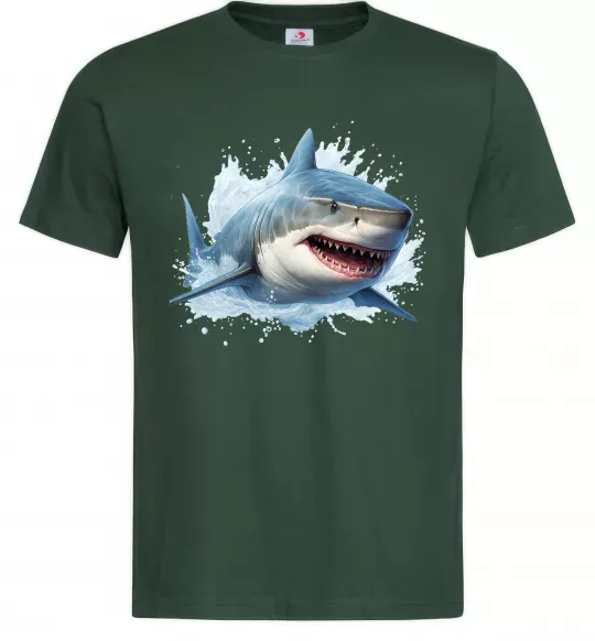 Мужская футболка Акула на хвилі Темно-зеленый фото