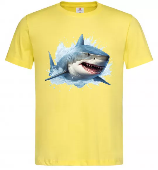 Мужская футболка Акула на хвилі Лимонный фото