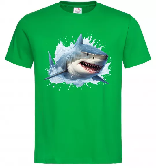 Мужская футболка Акула на хвилі Зеленый фото