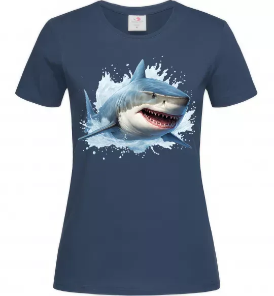 Жіноча футболка Акула на хвилі Темно-синій фото