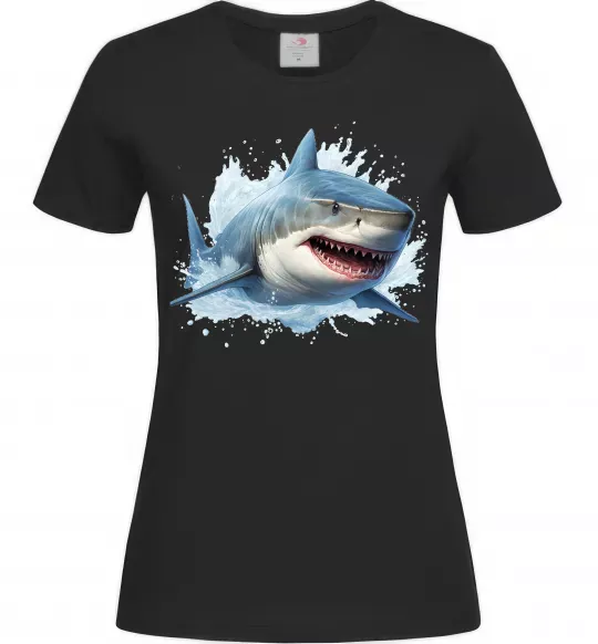 Жіноча футболка Акула на хвилі Чорний фото