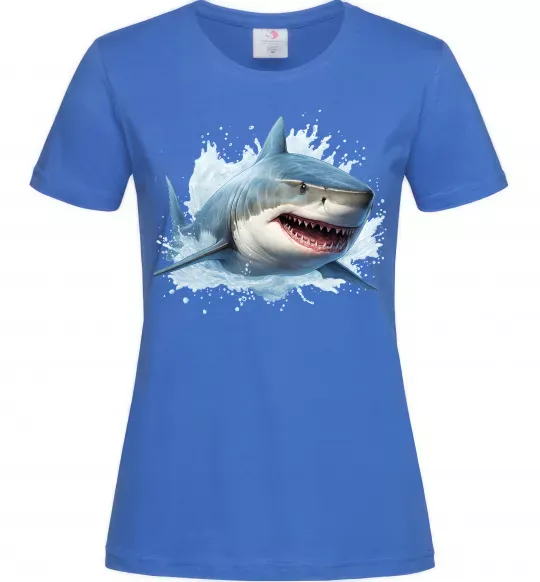 Жіноча футболка Акула на хвилі Яскраво-синій фото