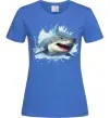Жіноча футболка Акула на хвилі Яскраво-синій фото