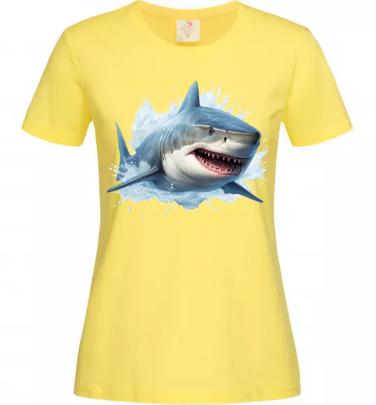 Жіноча футболка Акула на хвилі Лимонний фото