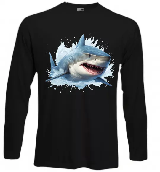 Лонгслів Акула на хвилі Чорний фото
