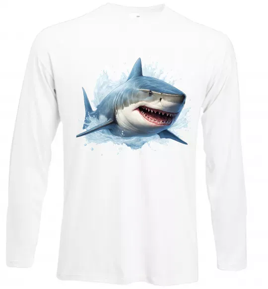 Лонгслів Акула на хвилі Білий фото