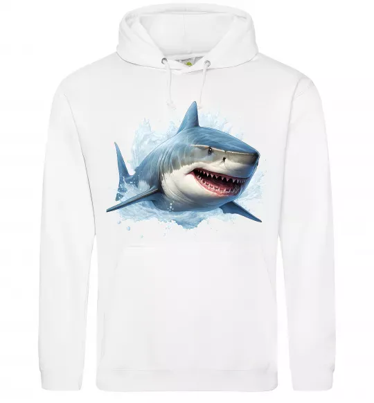 Мужская толстовка (худи) Акула на хвилі Белый фото