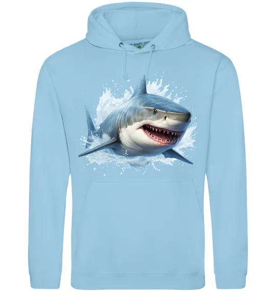 Чоловіча толстовка (худі) Акула на хвилі Блакитний фото