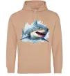 Жіноча толстовка (худі) Акула на хвилі Пісочний фото