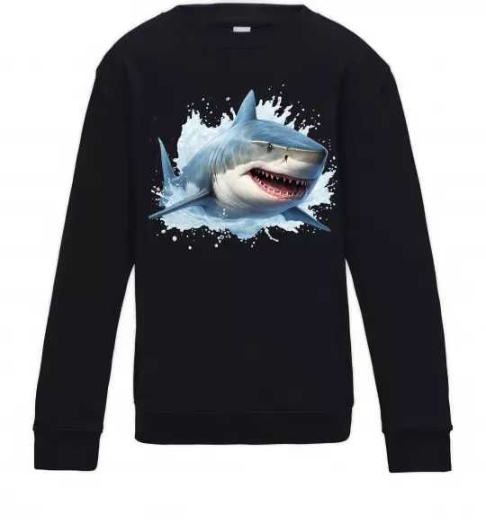 Детский Свитшот Акула на хвилі Черный фото