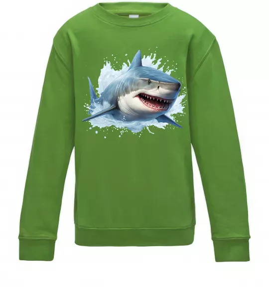 Детский Свитшот Акула на хвилі Лаймовый фото