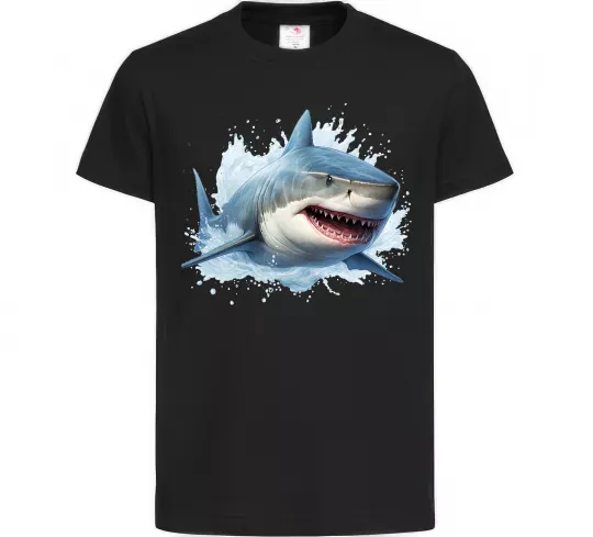 Дитяча футболка Акула на хвилі Чорний фото