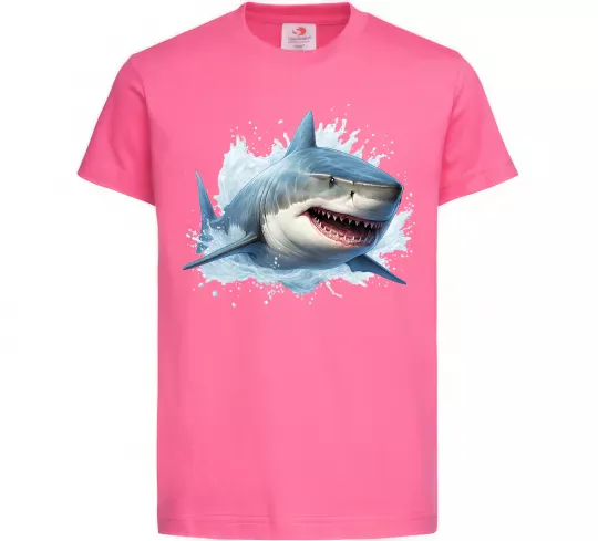 Дитяча футболка Акула на хвилі Яскраво-рожевий фото