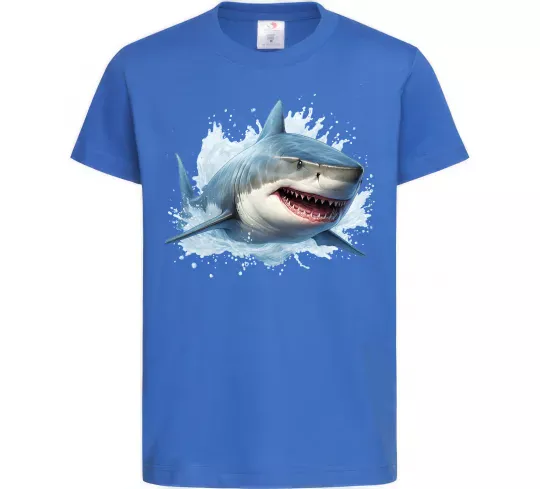 Дитяча футболка Акула на хвилі Яскраво-синій фото