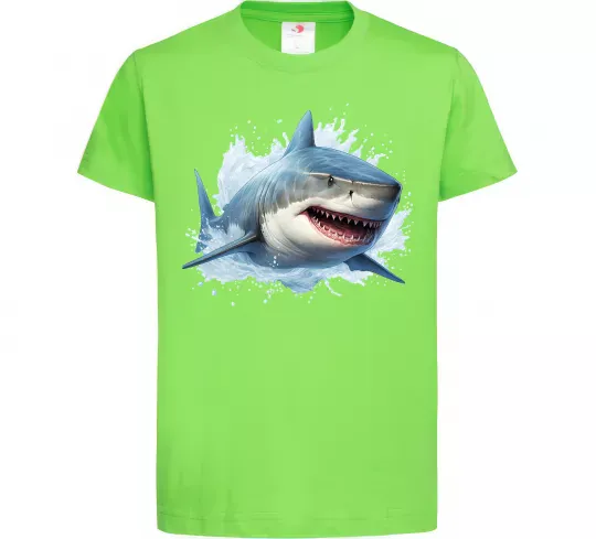 Дитяча футболка Акула на хвилі Лаймовий фото