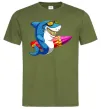 Мужская футболка Акула з серфом Оливковый фото