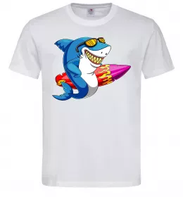 Мужская футболка Акула з серфом Белый фото