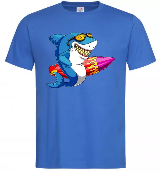 Мужская футболка Акула з серфом Ярко-синий фото