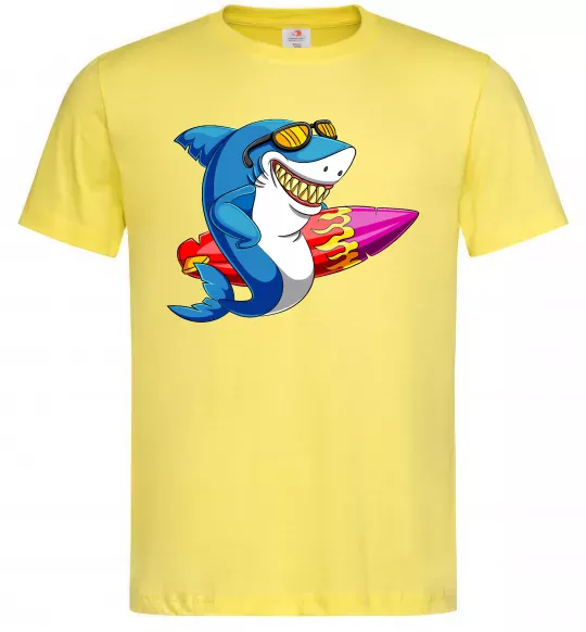 Мужская футболка Акула з серфом Лимонный фото
