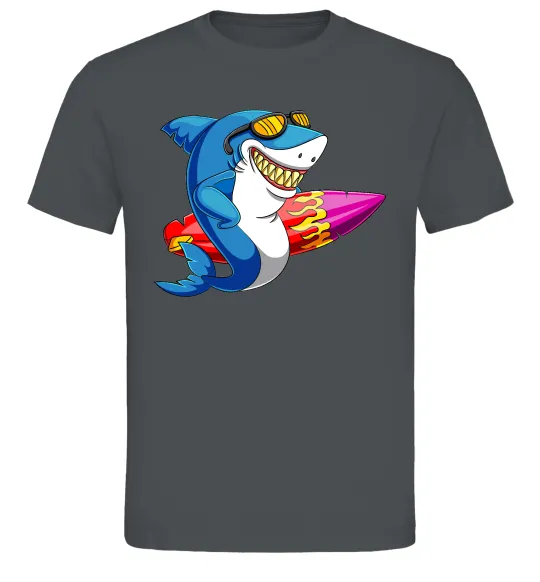 Мужская футболка Акула з серфом Графит фото