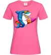 Жіноча футболка Акула з серфом Яскраво-рожевий фото