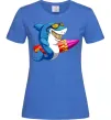 Жіноча футболка Акула з серфом Яскраво-синій фото