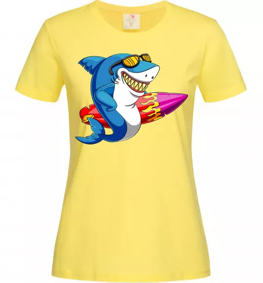 Жіноча футболка Акула з серфом Лимонний фото