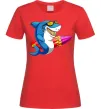 Жіноча футболка Акула з серфом Червоний фото