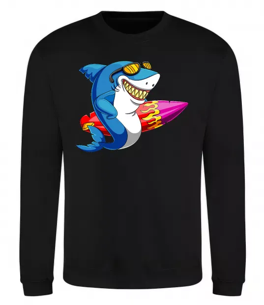 Світшот Акула з серфом Чорний фото