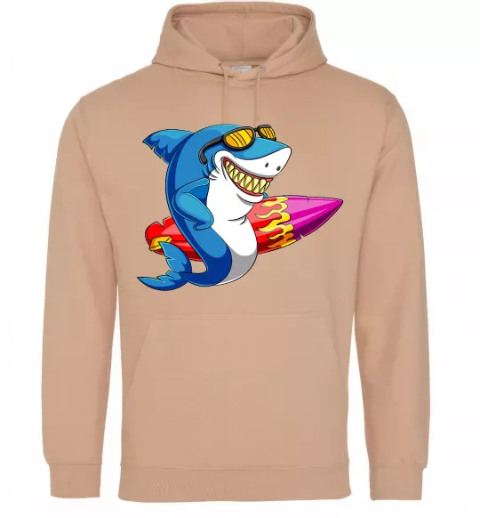 Мужская толстовка (худи) Акула з серфом Песочный фото