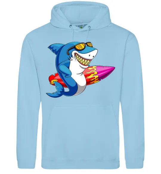 Чоловіча толстовка (худі) Акула з серфом Блакитний фото