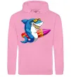 Женская толстовка (худи) Акула з серфом Розовый фото