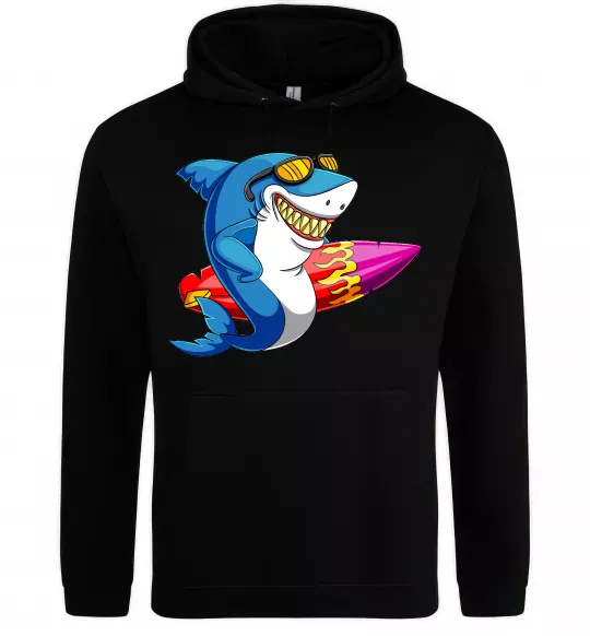Жіноча толстовка (худі) Акула з серфом Чорний фото