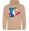Жіноча толстовка (худі) Акула з серфом Пісочний фото