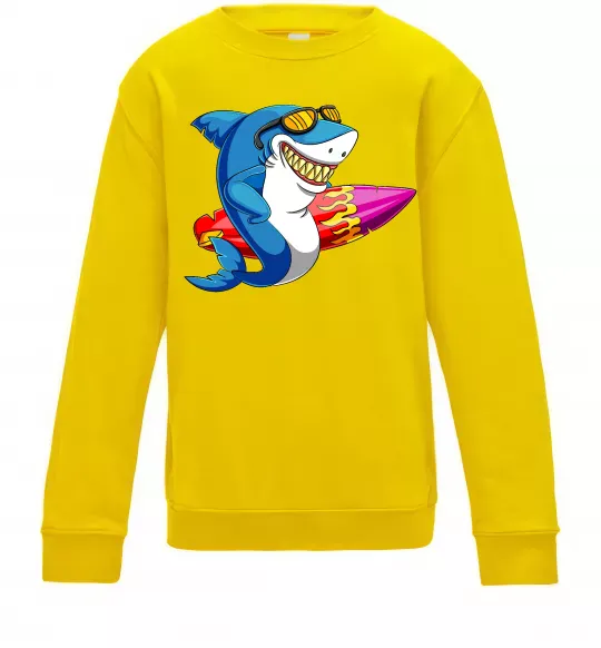 Детский Свитшот Акула з серфом Солнечно желтый фото